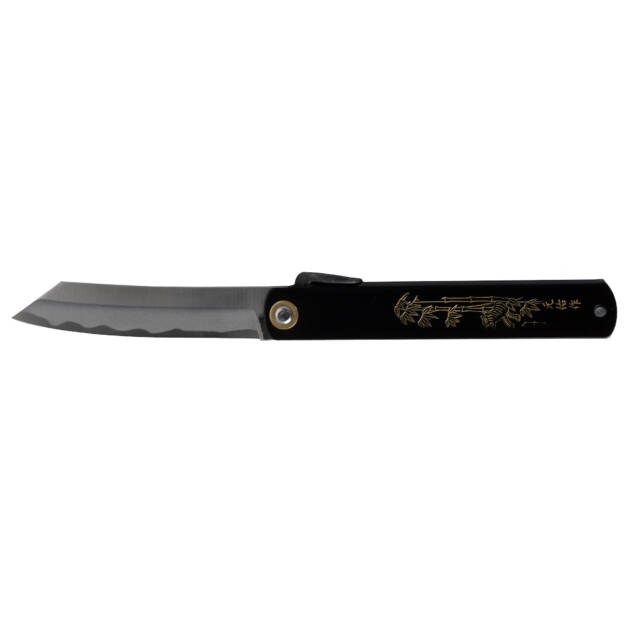 Nagao Japanese Folding Knife Higonokami Tiger in the Woods Black
