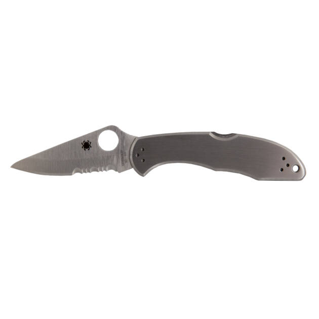 Spyderco Delica 4 – Stainless Steel Handle – VG-10 Satin ComboEdge (C11PS)